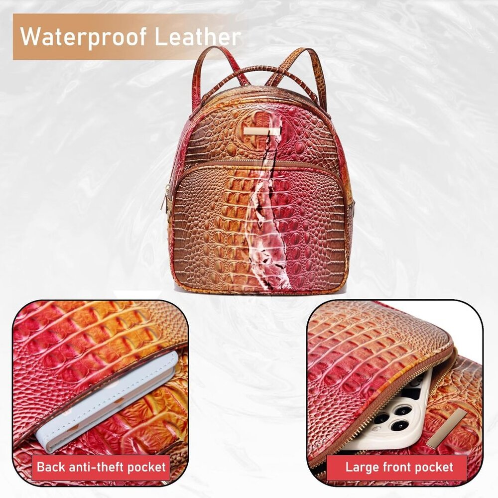 Mini Crocodile Embossed Pattern Vegan Leather Bac… - image 6